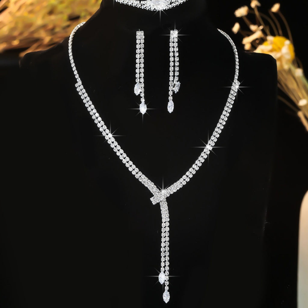 Necklace, Earrings and Bracelet 4-Piece Wedding Jewelry Set in Three Styles — detail close-up