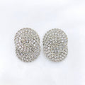 Double Arc Rhinestone Drop Earrings in Silver or Gold Tone, White, Black or Iridescent Stones — One Pair