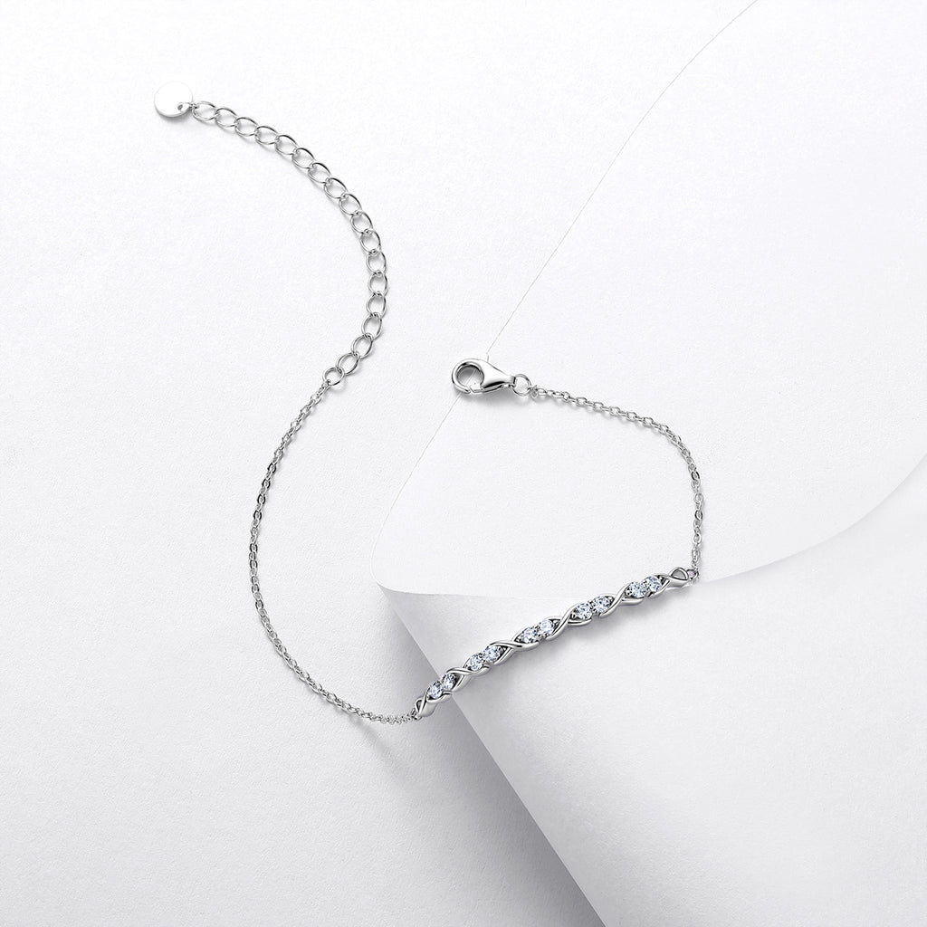 Sterling Silver Infinity Bracelet With Moissanite, D-VVS1 — alternate angle