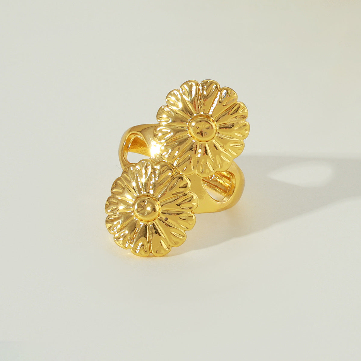 Hollow Flower Open Ring for Women, Irregular Heart-Shaped Band, Five Styles — Adjustable Statement Ring
