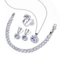 Geometric Round-Stone 4-Piece Jewelry Set with Ring – Sizes 6 to 9