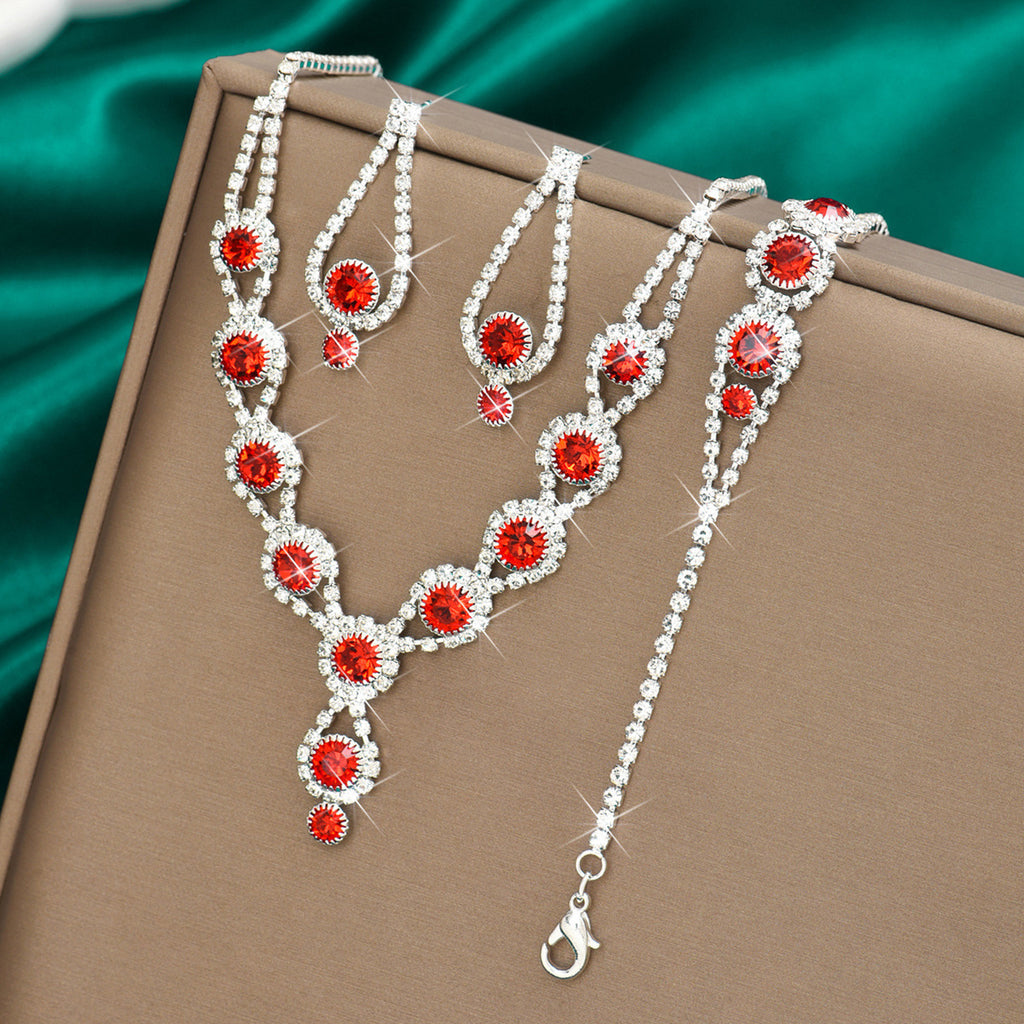 Rhinestone Geometric Jewelry Set for Women, Necklace — front view