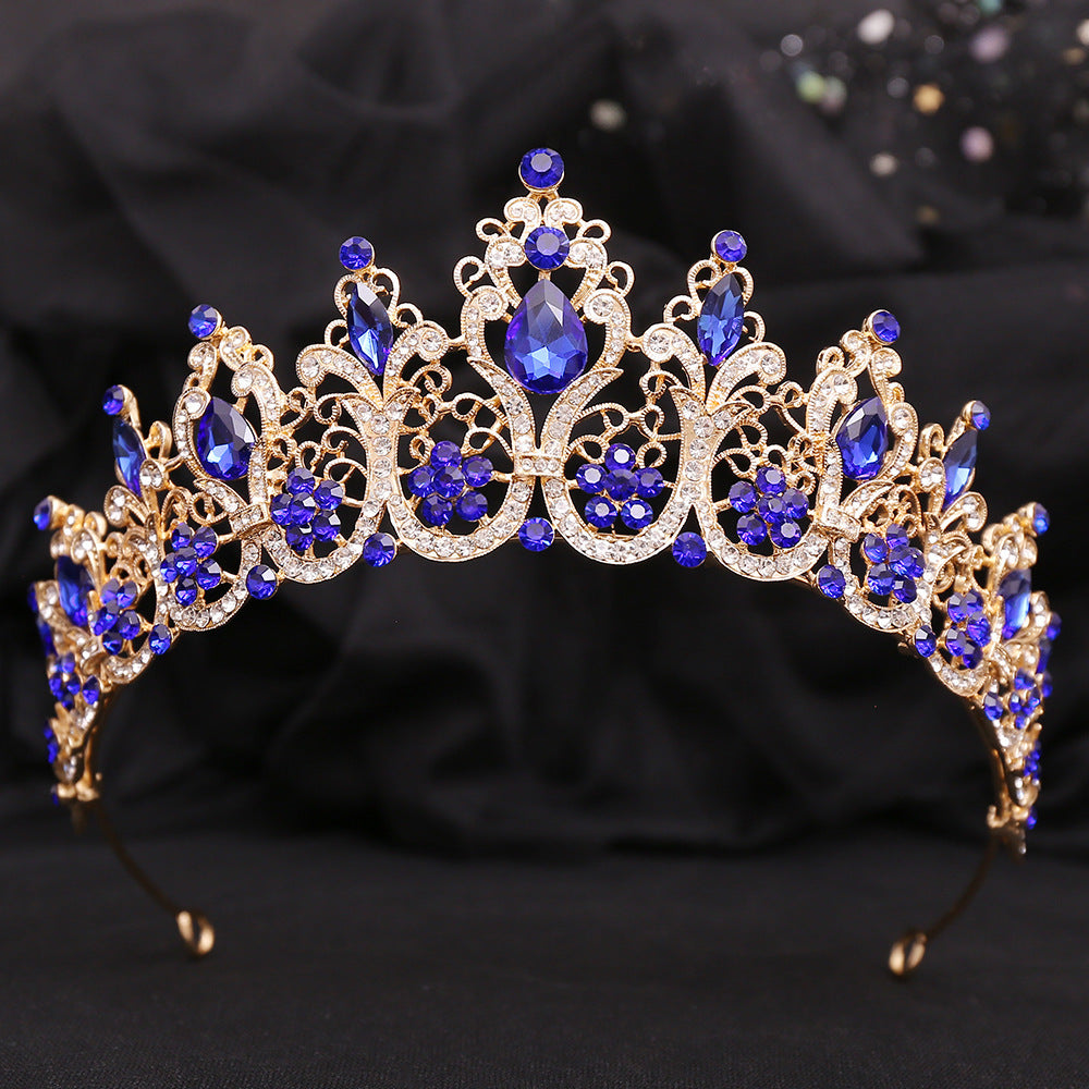 Crystal Bridal Headpiece in Silver-Tone or Gold-Tone, Clear or Red Accents — scale reference