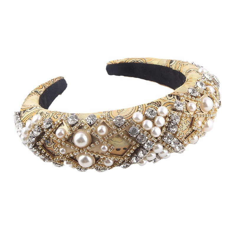 Oversized Baroque Padded Headband for Women, Three Designs — shown in use
