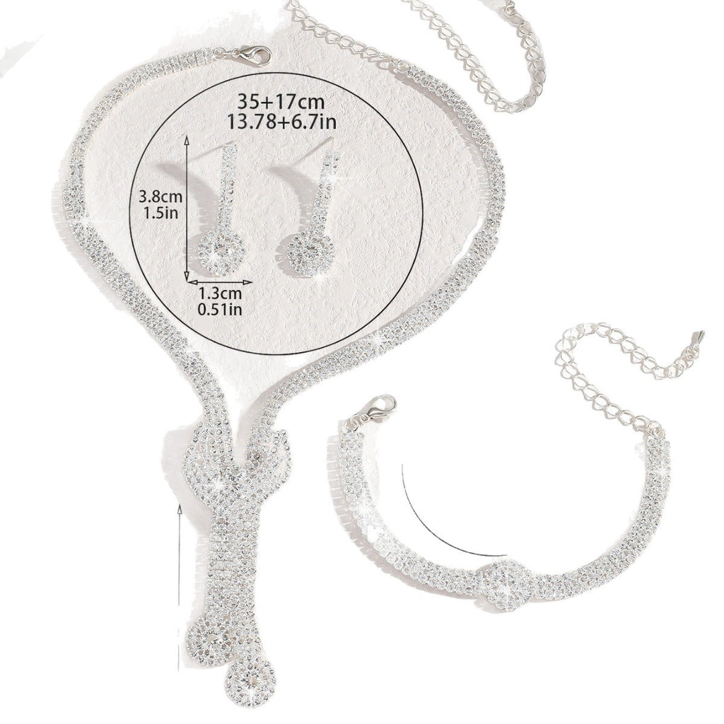 Crystal-Set Bridal Necklace and Earrings Set in Three Styles — shown in use