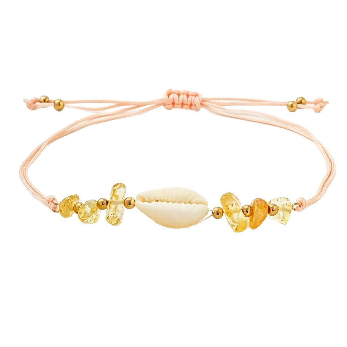 Hand-Woven Shell and Natural Stone Bracelet, Four Styles — shown in use