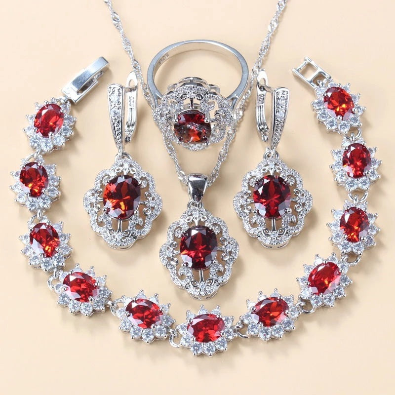 Cubic Zirconia 4-Piece Jewelry Set, Necklace — front view