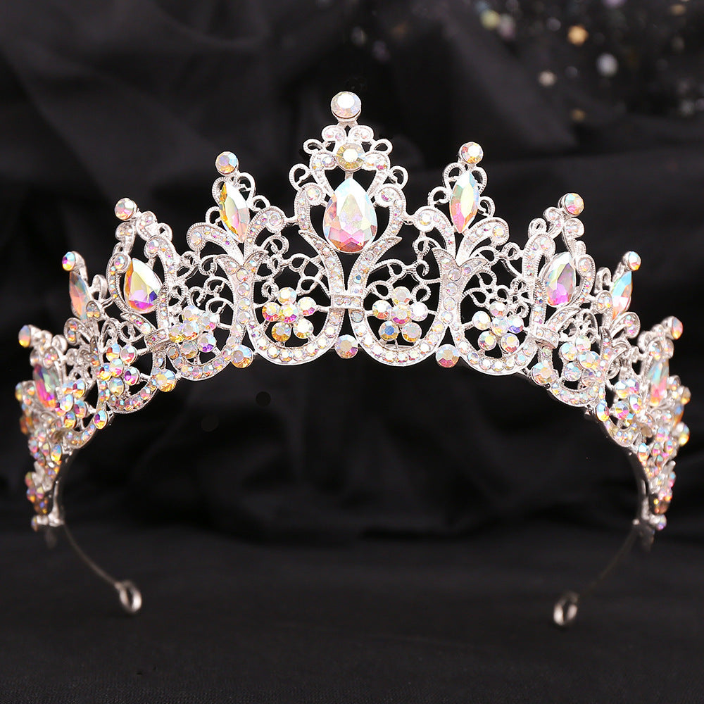 Crystal Bridal Headpiece in Silver-Tone or Gold-Tone, Clear or Red Accents — detail close-up