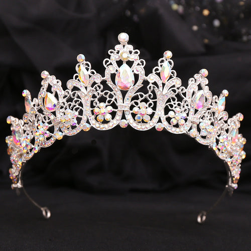 Crystal Bridal Headpiece in Silver-Tone or Gold-Tone, Clear or Red Accents — detail close-up