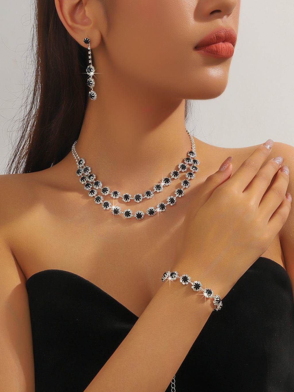Bridal Necklace, Earrings and Bracelet Set in Four Styles — finish detail