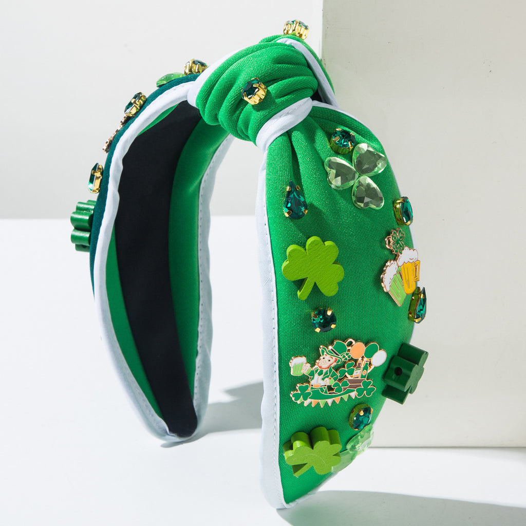 Rhinestone Green Headband for St Patrick's Day — scale reference