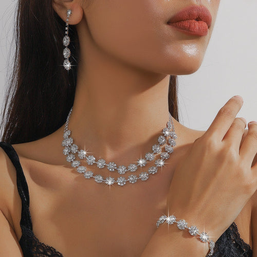 Bridal Necklace, Earrings and Bracelet Set in Four Styles — front view
