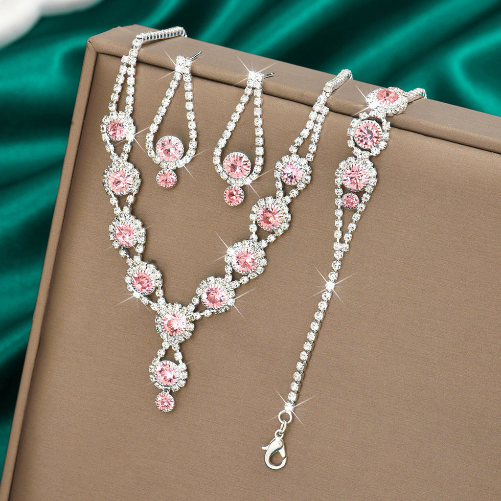 Rhinestone Geometric Jewelry Set for Women, Necklace — finish detail