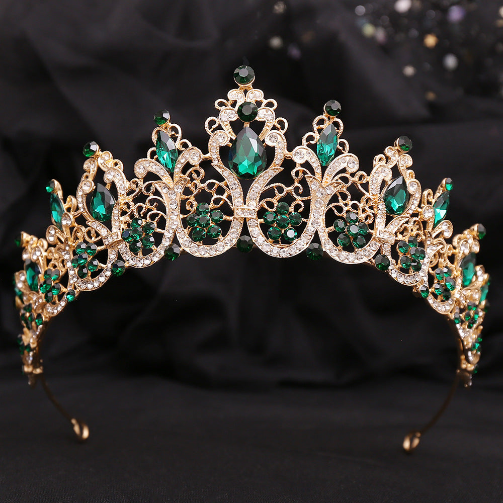 Crystal Bridal Headpiece in Silver-Tone or Gold-Tone, Clear or Red Accents — front view