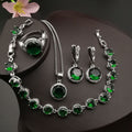 Round-Stone 4-Piece Jewelry Set for Weddings and Parties