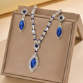 Teardrop Rhinestone Necklace and Earrings Set – Claw Chain Design