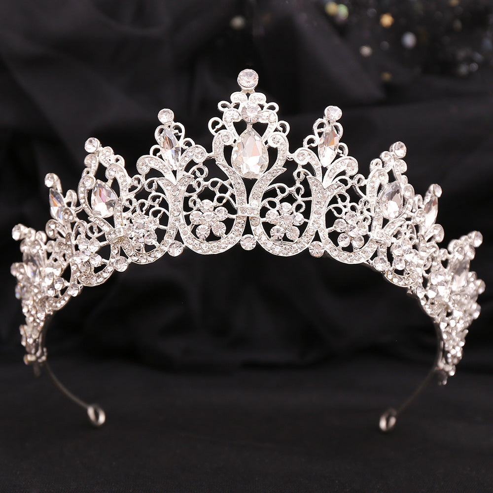 Crystal Bridal Headpiece in Silver-Tone or Gold-Tone, Clear or Red Accents — Wedding Hair Accessory
