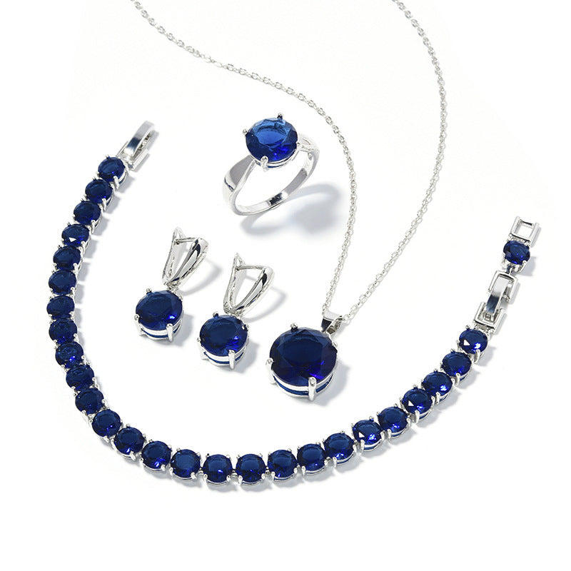Geometric Round-Stone Necklace, Earrings — detail close-up