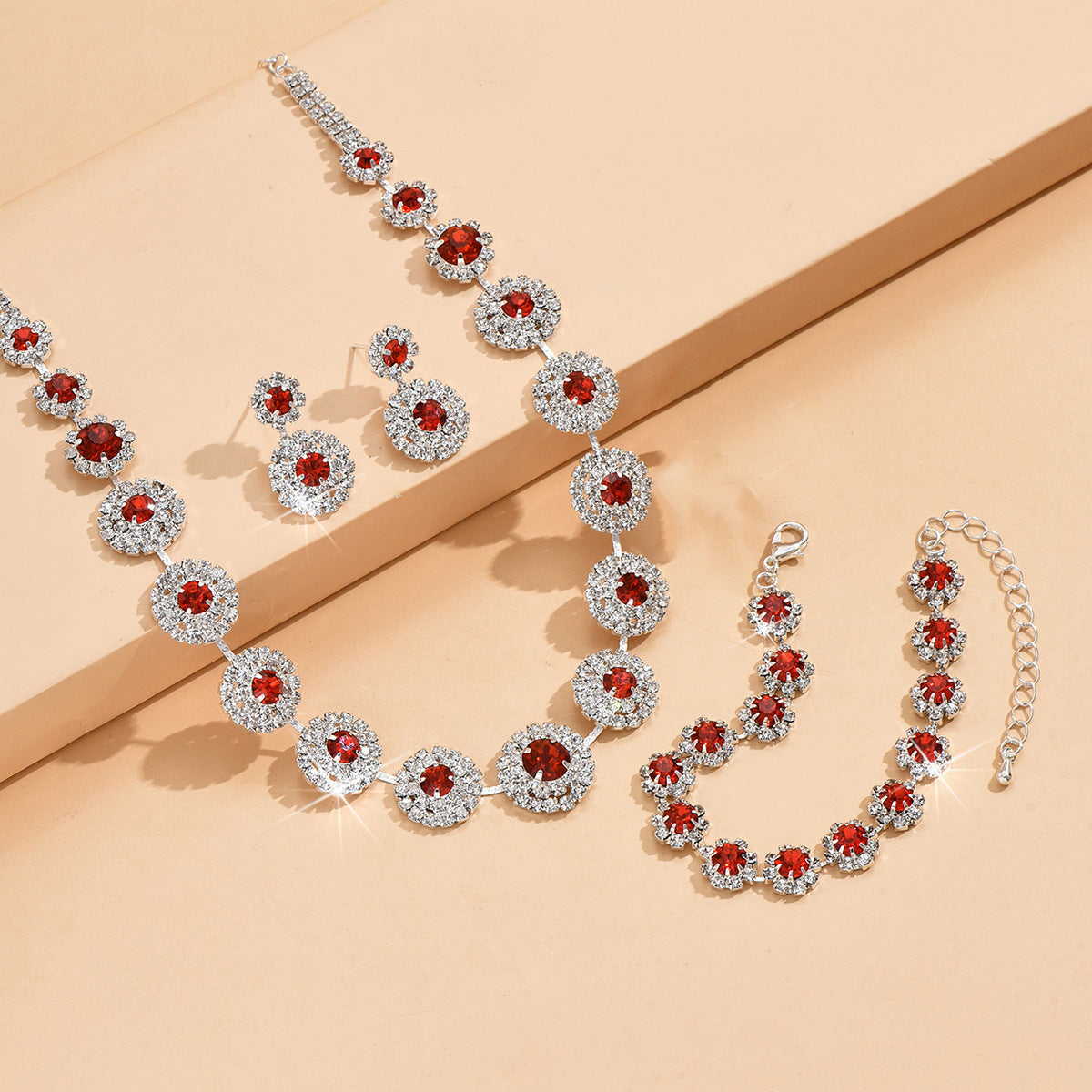 Bridal Necklace and Earrings Set, Four Styles — side view