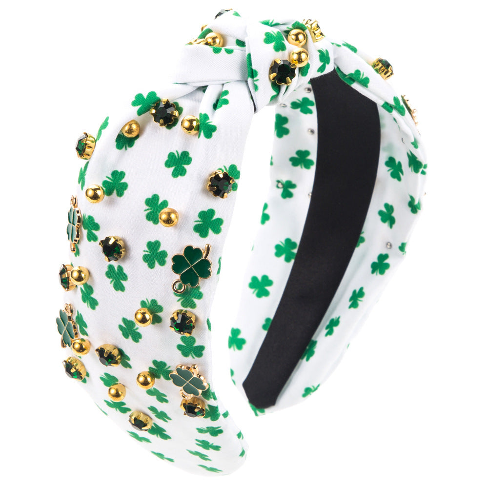 Rhinestone St Patrick's Day Headband for Women — scale reference