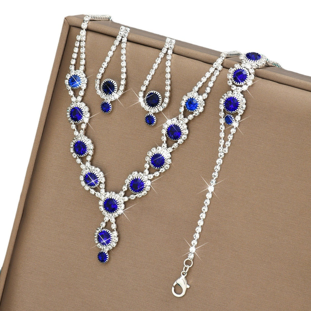 Rhinestone Geometric Jewelry Set for Women, Necklace — shown in use