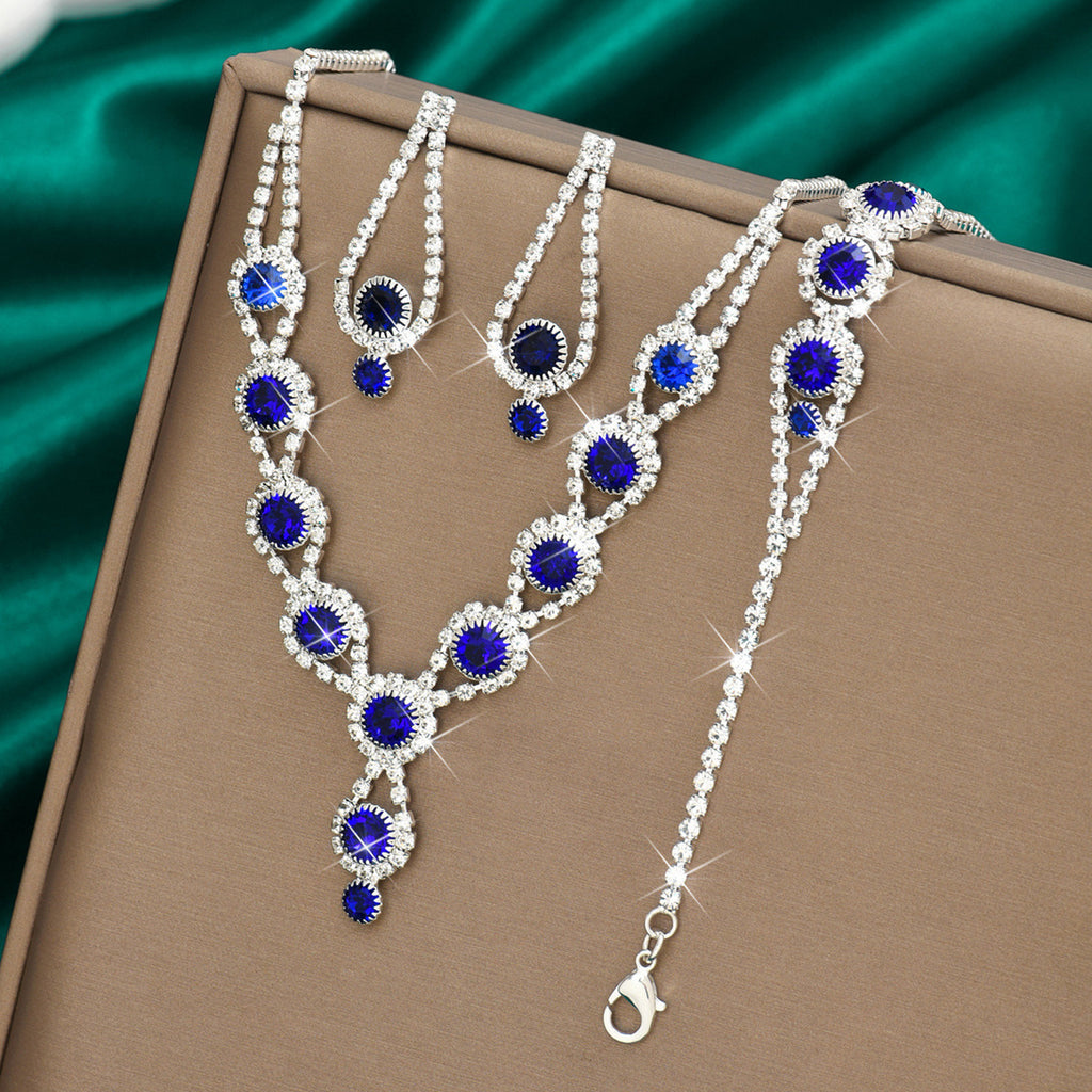 Rhinestone Geometric Jewelry Set for Women, Necklace — full product view