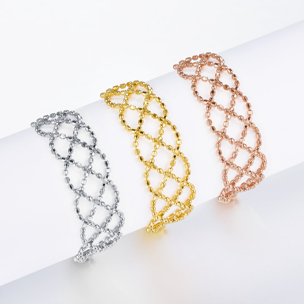 Sterling Silver Mesh Cutout Ring, 8.4 mm Wide — side view